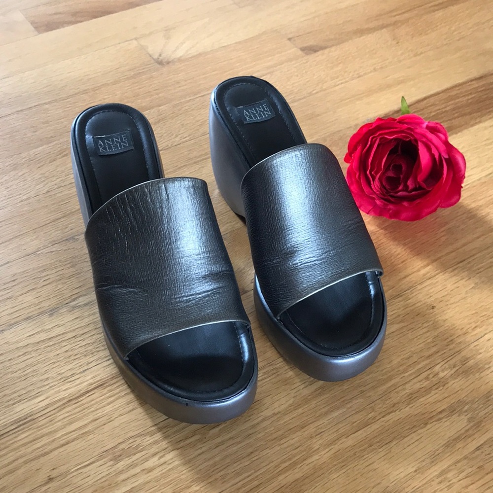 Anne Klein Pewter Wedge Slide